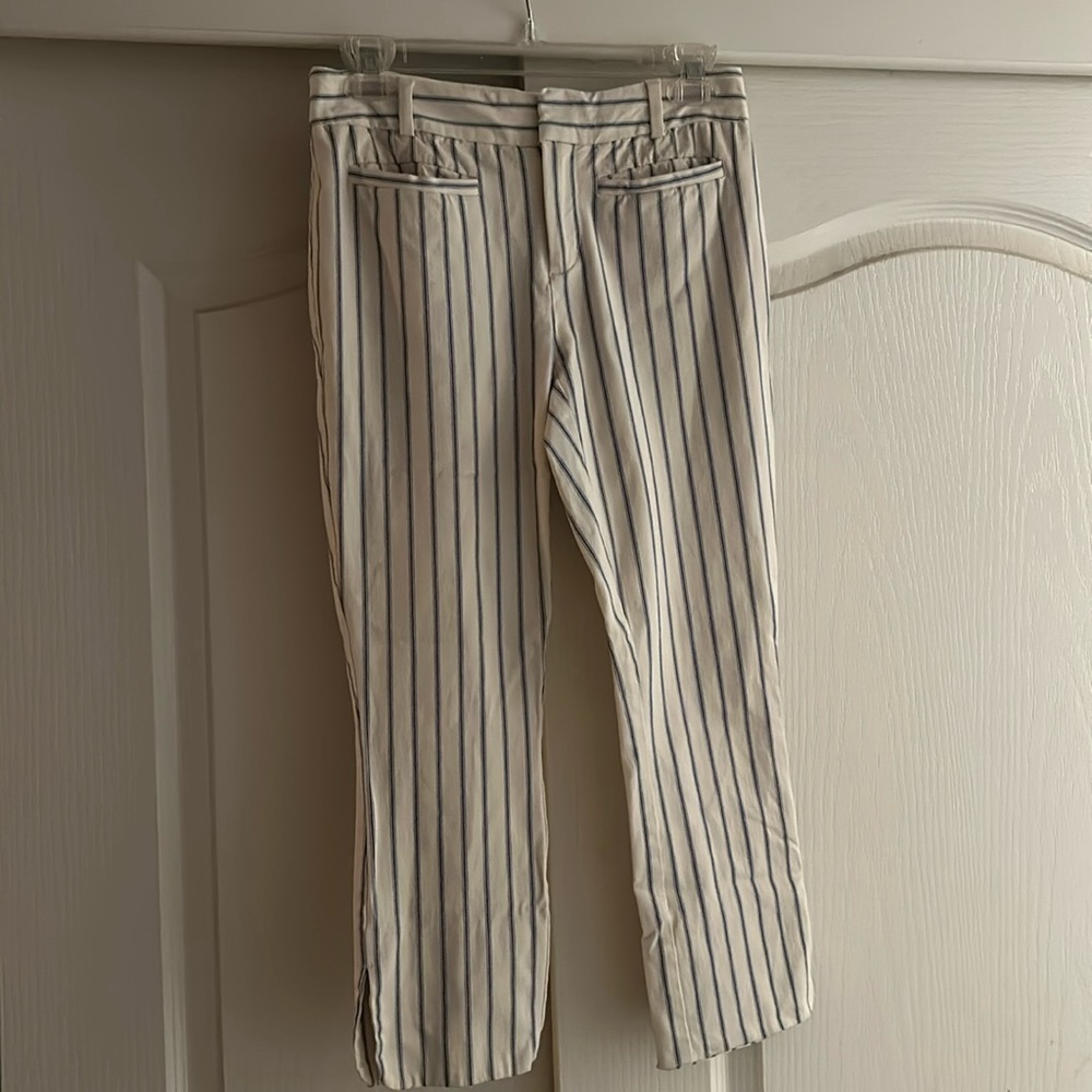 Anthropologie Essential Trouser Pants Stripe Neutral Size 0 GUC